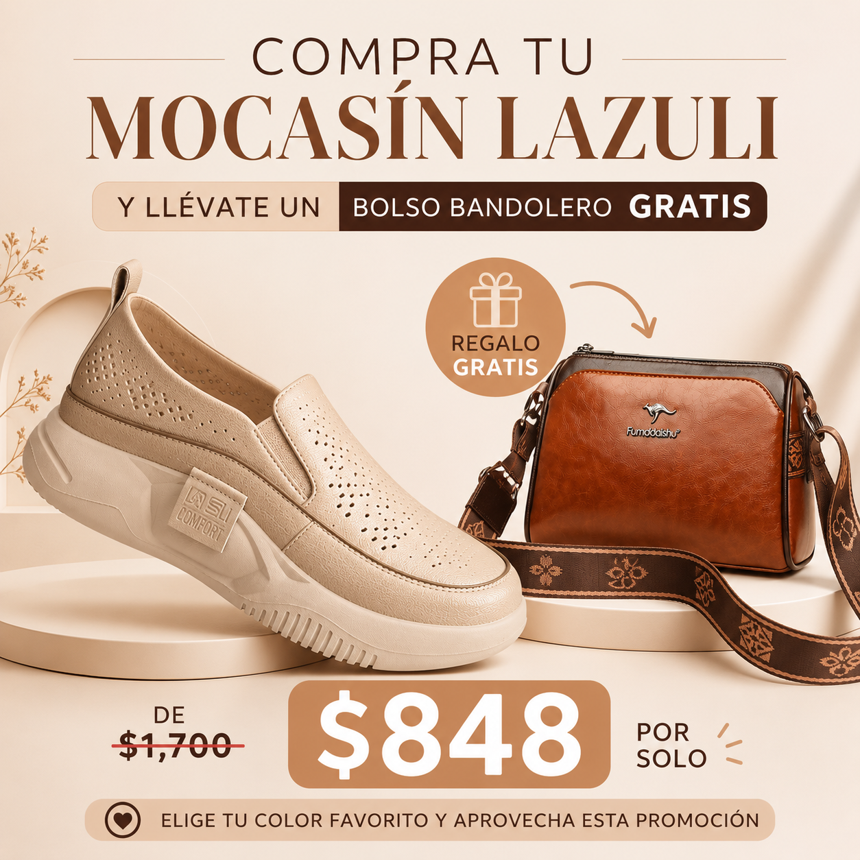 🔥 Mocasines Ortopédicos Lazuli + Bolso Bandolero Gratis