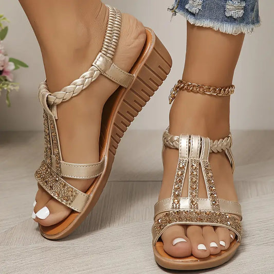 Sandalias romanas con pedrería