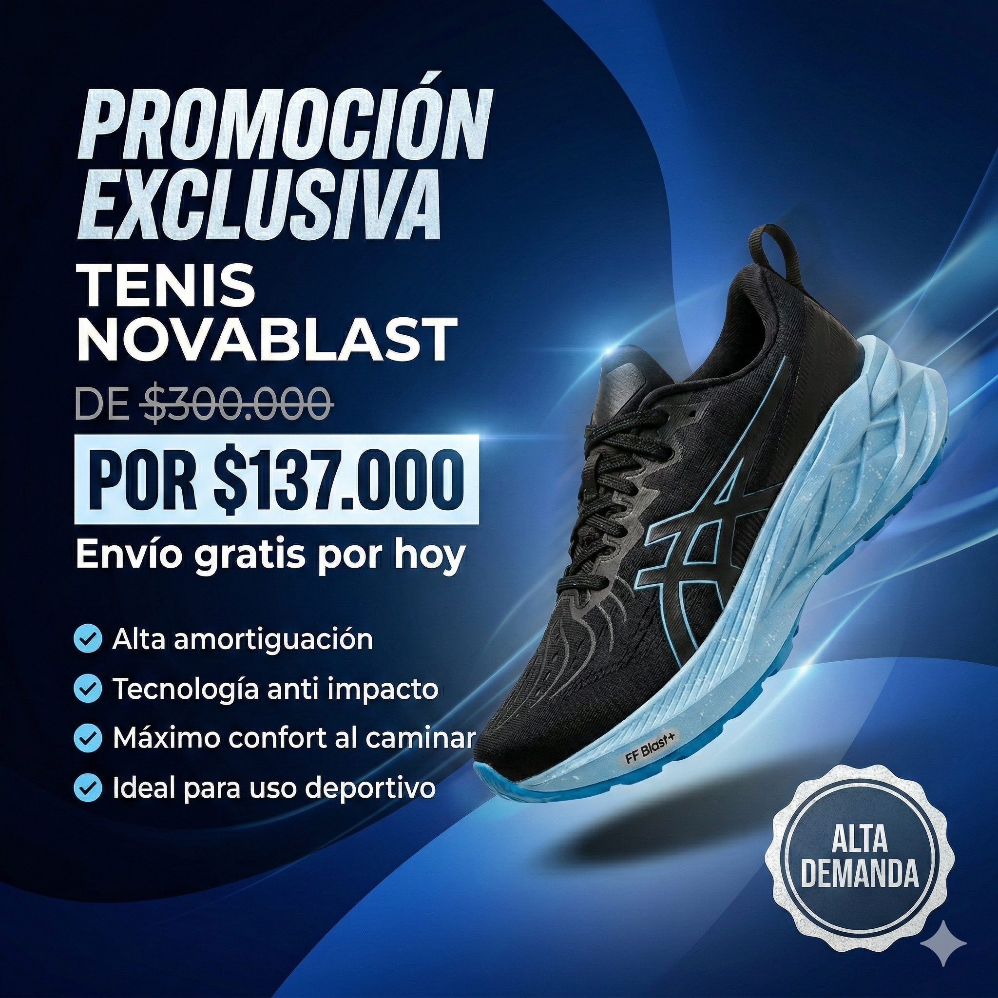 Tenis Deportivos Asics NovaBlast AN15 – Alta Amortiguación